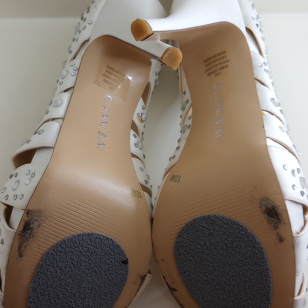 Gianni Bini White Peep-Toe Heels with Rhinestones - Picture 6 of 6